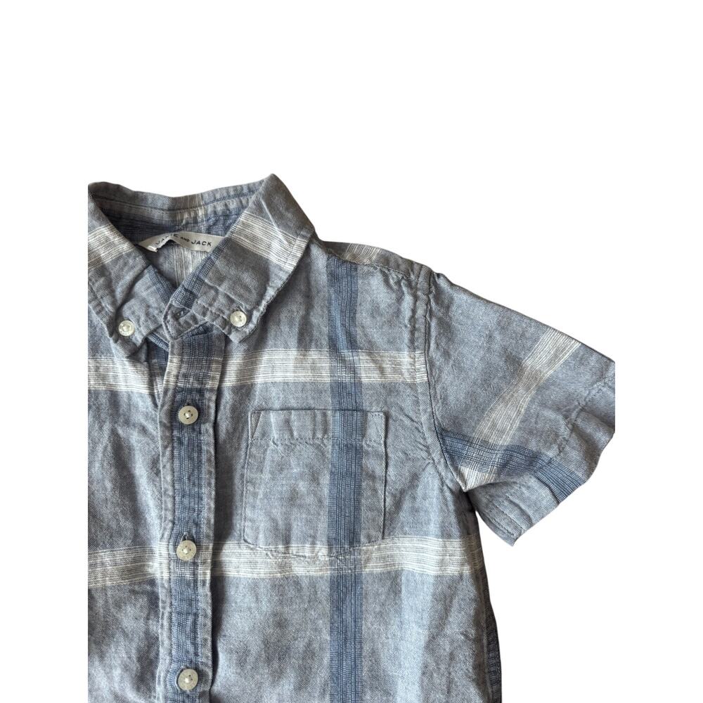 Janie and Jack | Blue + White Linen/Cotton Buttondown Shirt | Size 6